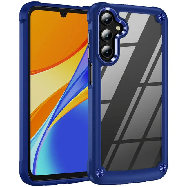 For Samsung Galaxy A56 5G Case Anti-Drop Alloy Lens Frame PC + TPU Phone Cover - Blue