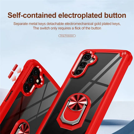 For Samsung Galaxy A26 5G Case Alloy Lens Frame PC + TPU Kickstand Phone Back Cover