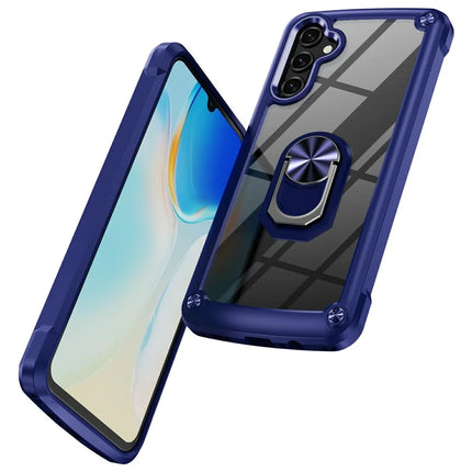For Samsung Galaxy A36 5G Case Alloy Lens Frame PC + TPU Kickstand Phone Back Cover