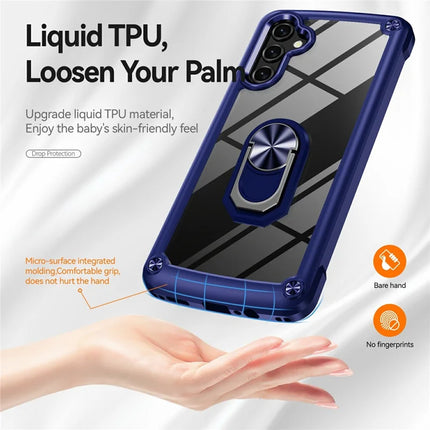 For Samsung Galaxy A36 5G Case Alloy Lens Frame PC + TPU Kickstand Phone Back Cover