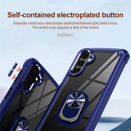 For Samsung Galaxy A36 5G Case Alloy Lens Frame PC + TPU Kickstand Phone Back Cover