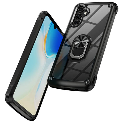 For Samsung Galaxy A56 5G Case Alloy Lens Frame PC + TPU Kickstand Phone Back Cover