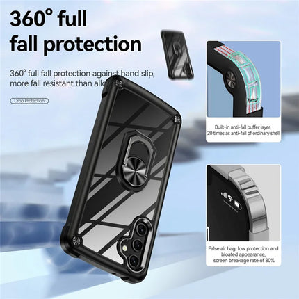 For Samsung Galaxy A56 5G Case Alloy Lens Frame PC + TPU Kickstand Phone Back Cover