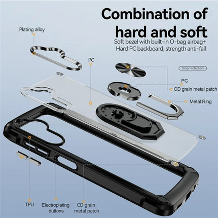For Samsung Galaxy A56 5G Case Alloy Lens Frame PC + TPU Kickstand Phone Back Cover