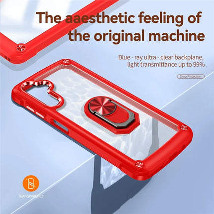 For Samsung Galaxy A56 5G Case Alloy Lens Frame PC + TPU Kickstand Phone Back Cover