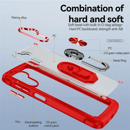 For Samsung Galaxy A56 5G Case Alloy Lens Frame PC + TPU Kickstand Phone Back Cover
