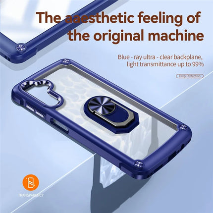 For Samsung Galaxy A56 5G Case Alloy Lens Frame PC + TPU Kickstand Phone Back Cover