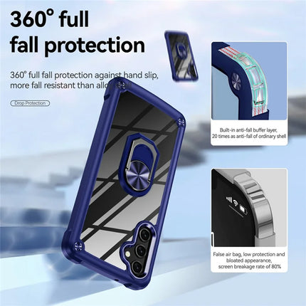 For Samsung Galaxy A56 5G Case Alloy Lens Frame PC + TPU Kickstand Phone Back Cover