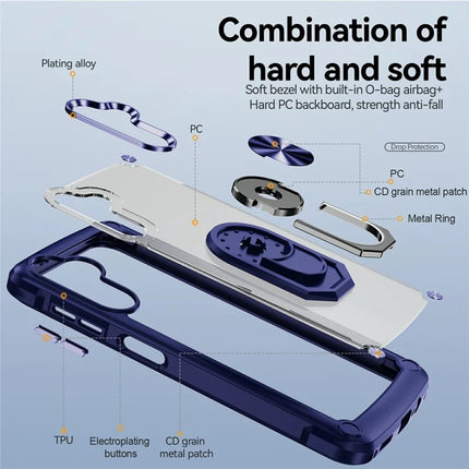 For Samsung Galaxy A56 5G Case Alloy Lens Frame PC + TPU Kickstand Phone Back Cover