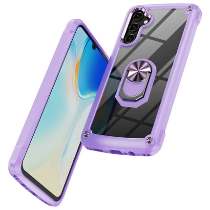 For Samsung Galaxy A56 5G Case Alloy Lens Frame PC + TPU Kickstand Phone Back Cover