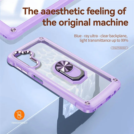 For Samsung Galaxy A56 5G Case Alloy Lens Frame PC + TPU Kickstand Phone Back Cover