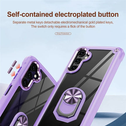 For Samsung Galaxy A56 5G Case Alloy Lens Frame PC + TPU Kickstand Phone Back Cover