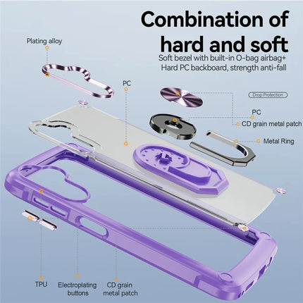 For Samsung Galaxy A56 5G Case Alloy Lens Frame PC + TPU Kickstand Phone Back Cover
