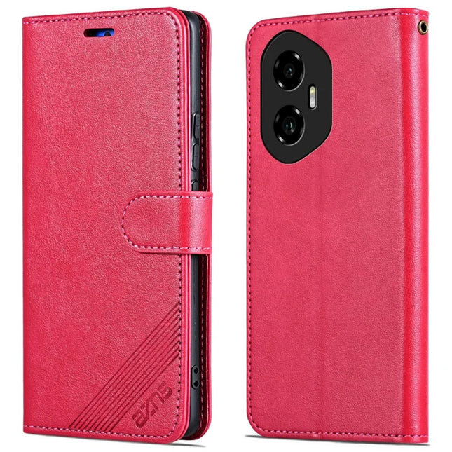 AZNS For Honor 300 Case Anti-Scratch PU Leather Stand Wallet Phone Cover - Red