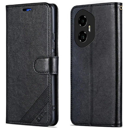 AZNS For Honor 300 Case Anti-Scratch PU Leather Stand Wallet Phone Cover - Black