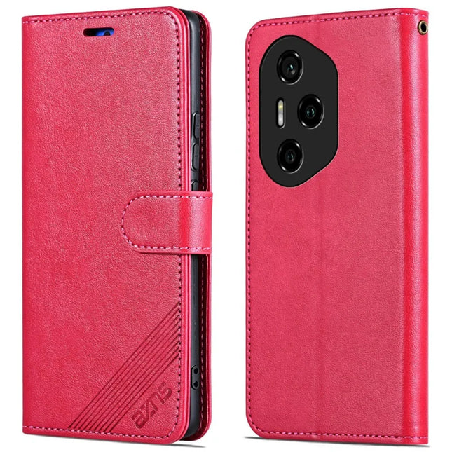 AZNS For Honor 300 Pro Case Anti-Scratch PU Leather Stand Wallet Phone Cover - Red