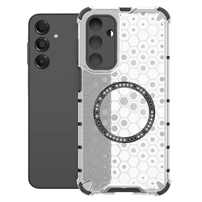 For Samsung Galaxy A16 5G  /  4G Case Compatible with MagSafe Honeycomb Design TPU + PC Phone Cover - Transparent