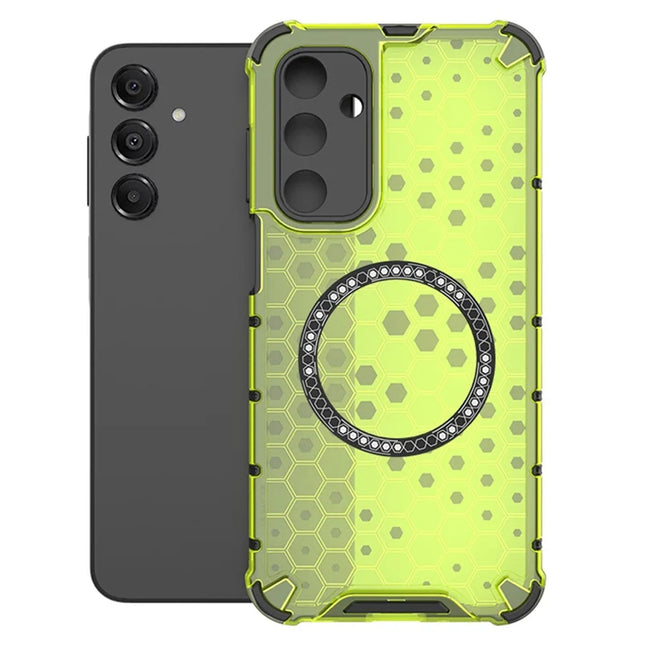 For Samsung Galaxy A16 5G  /  4G Case Compatible with MagSafe Honeycomb Design TPU + PC Phone Cover - Green