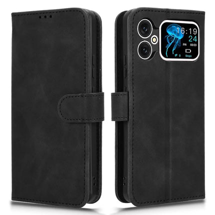 For Cubot A20 Leather Case Skin-Feel Anti-Drop Wallet Flip Phone Cover - Black