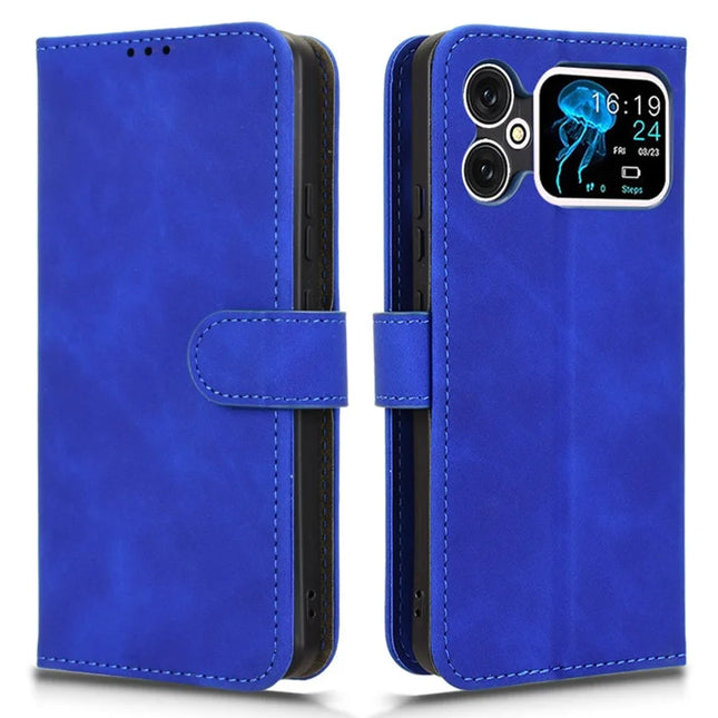 For Cubot A20 Leather Case Skin-Feel Anti-Drop Wallet Flip Phone Cover - Blue