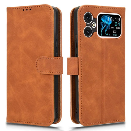 For Cubot A20 Leather Case Skin-Feel Anti-Drop Wallet Flip Phone Cover - Brown