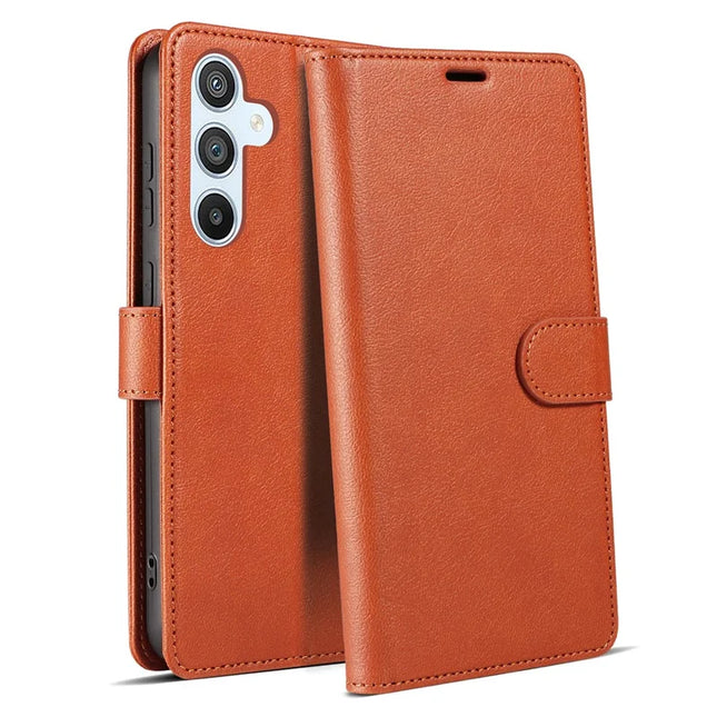 For Samsung Galaxy A16 5G  /  4G Case Magnetic RFID Blocking Leather Phone Wallet Cover - Brown