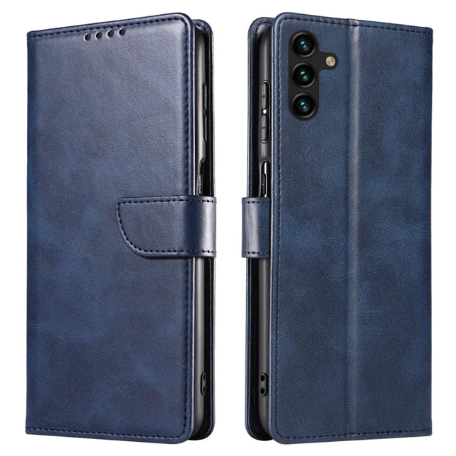 For Samsung Galaxy A56 5G Case Leather Stand Phone Shell with Magnetic Closure - Blue