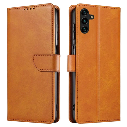 For Samsung Galaxy A16 5G  /  4G Case Leather Stand Phone Shell with Magnetic Closure - Khaki