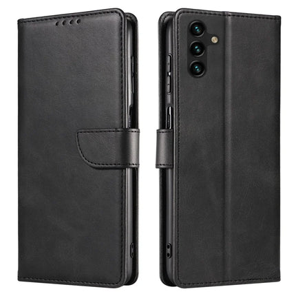 For Samsung Galaxy A16 5G  /  4G Case Leather Stand Phone Shell with Magnetic Closure - Black