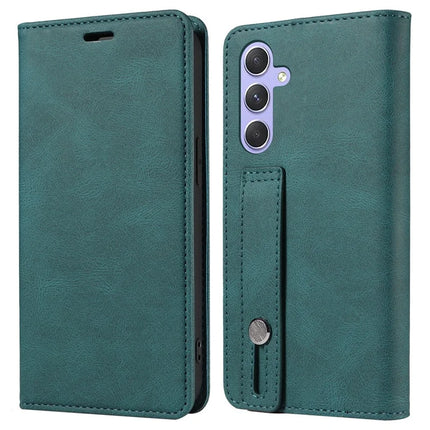 For Samsung Galaxy A16 5G  /  4G Case Wristband Design Stand Magnetic Leather Phone Wallet Cover - Lake Green