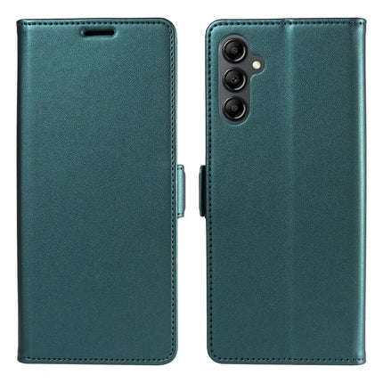For Samsung Galaxy A55 5G Case Side Magnetic Clasp RFID Blocking Leather Phone Wallet Cover - Dark Green