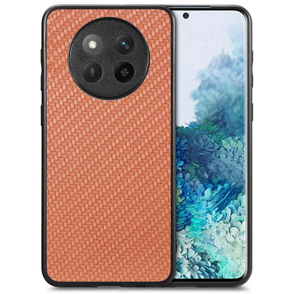 For Honor X60 Pro 5G Case Carbon Fiber Texture PU Leather + PC + TPU Phone Cover - Brown