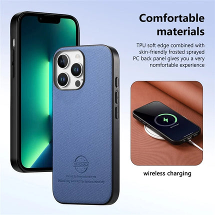 For iPhone 13 Pro Max Case Cloth Texture Leather + PC + TPU Anti-Drop Phone Cover