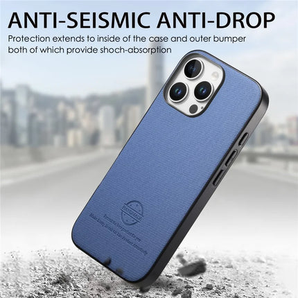 For iPhone 13 Pro Max Case Cloth Texture Leather + PC + TPU Anti-Drop Phone Cover
