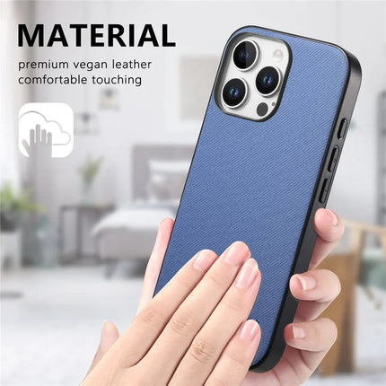For iPhone 13 Pro Max Case Cloth Texture Leather + PC + TPU Anti-Drop Phone Cover