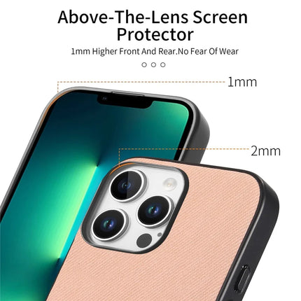 For iPhone 13 Pro Max Case Cloth Texture Leather + PC + TPU Anti-Drop Phone Cover