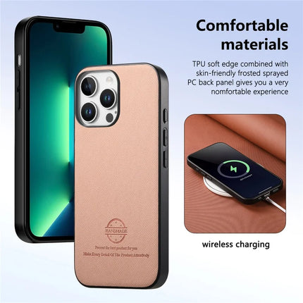 For iPhone 13 Pro Max Case Cloth Texture Leather + PC + TPU Anti-Drop Phone Cover