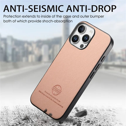 For iPhone 13 Pro Max Case Cloth Texture Leather + PC + TPU Anti-Drop Phone Cover