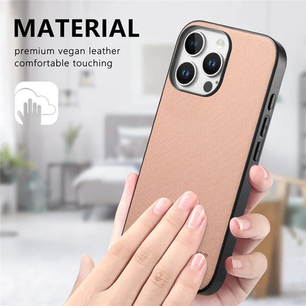 For iPhone 13 Pro Max Case Cloth Texture Leather + PC + TPU Anti-Drop Phone Cover