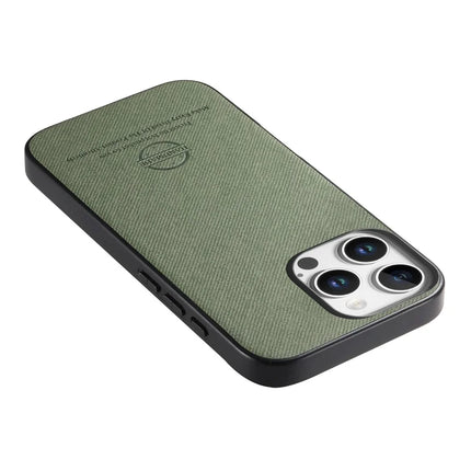 For iPhone 13 Pro Max Case Cloth Texture Leather + PC + TPU Anti-Drop Phone Cover