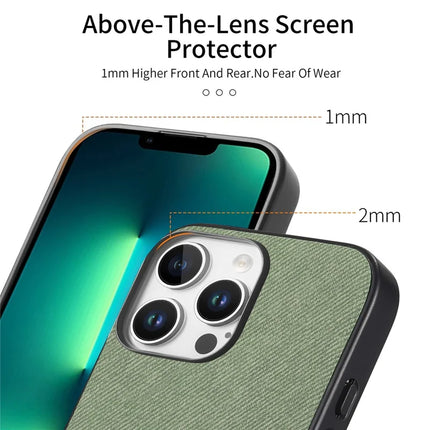 For iPhone 13 Pro Max Case Cloth Texture Leather + PC + TPU Anti-Drop Phone Cover