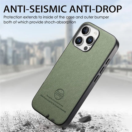 For iPhone 13 Pro Max Case Cloth Texture Leather + PC + TPU Anti-Drop Phone Cover