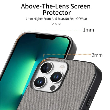 For iPhone 13 Pro Max Case Cloth Texture Leather + PC + TPU Anti-Drop Phone Cover