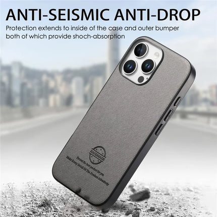 For iPhone 13 Pro Max Case Cloth Texture Leather + PC + TPU Anti-Drop Phone Cover