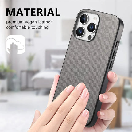 For iPhone 13 Pro Max Case Cloth Texture Leather + PC + TPU Anti-Drop Phone Cover