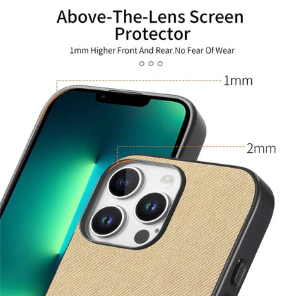 For iPhone 13 Pro Max Case Cloth Texture Leather + PC + TPU Anti-Drop Phone Cover