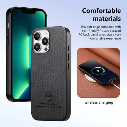 For iPhone 13 Pro Max Case Cloth Texture Leather + PC + TPU Anti-Drop Phone Cover