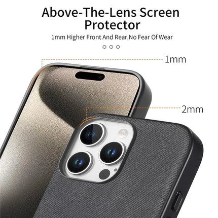 ShopCaseCart Slim Lightweight iPhone 15 Pro Protective cover Cloth Texture Leather + PC + TPU Anti-Drop Phone Guard