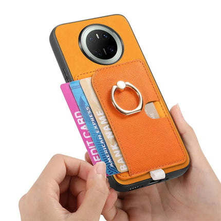 For Huawei Mate 70 Case Ring Kickstand Leather + TPU + PC Phone Cover Detachable Card Holder