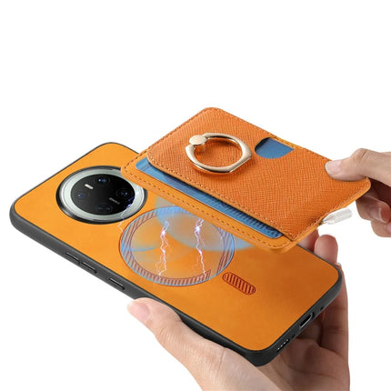 For Huawei Mate 70 Case Ring Kickstand Leather + TPU + PC Phone Cover Detachable Card Holder
